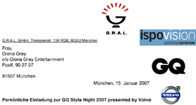 Gloria Gray bei der GQ Style Night presented by Volvo - Persönliche Einladung