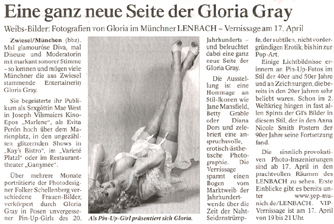 DER BAYERWALD-BOTE 14.04.07: Das LENBACH prsentiert: WEIBS-BILDER - Photographien von Gloria Gray und Folker Schellenberg