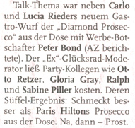 ABENDZEITUNG 30.03.07: Gloria Gray bei der Premiere im IL Mulino in Schwabing